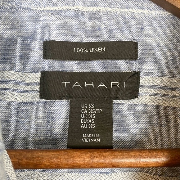 Tahari 100% Linen Short Sleeve Stripe Short Shirt Dress Size XS - Picture 6 of 7